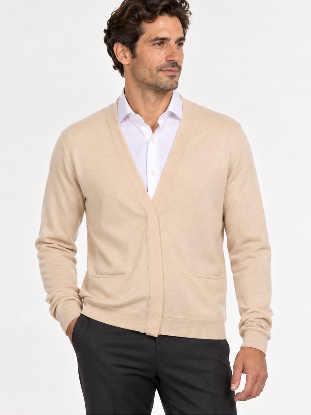 NWOT Brunello Cucinelli Men’s 100% Cashmere Open Front Cardigan Beige Size L